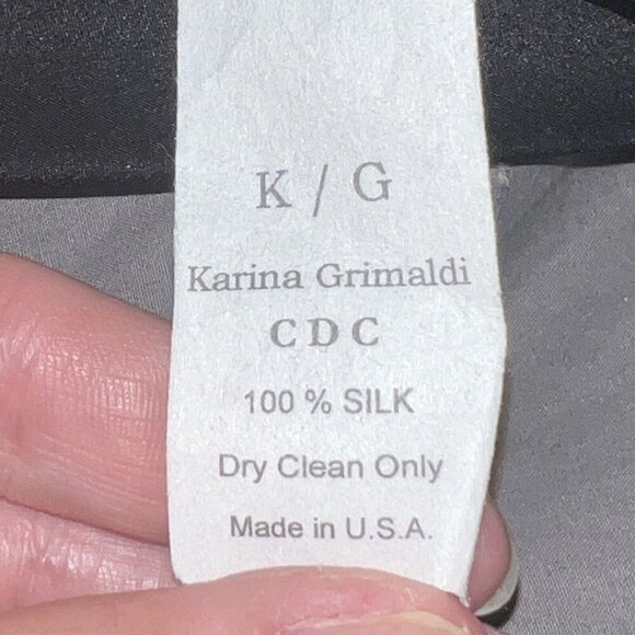 Z/G KARINA GRIMALDI 100%  SILK SHIFT DRESS BLACK V NECK SHORT SLEEVE SIZE XS - Picture 8 of 9